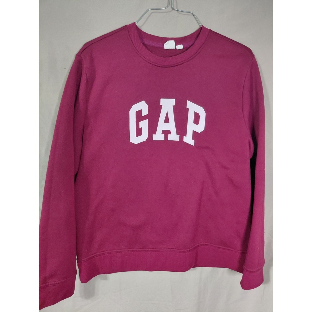 Gap Womens Crewneck Sweatshirt Berry Maroon Logo Fleece Pullover 7452SW-Y601